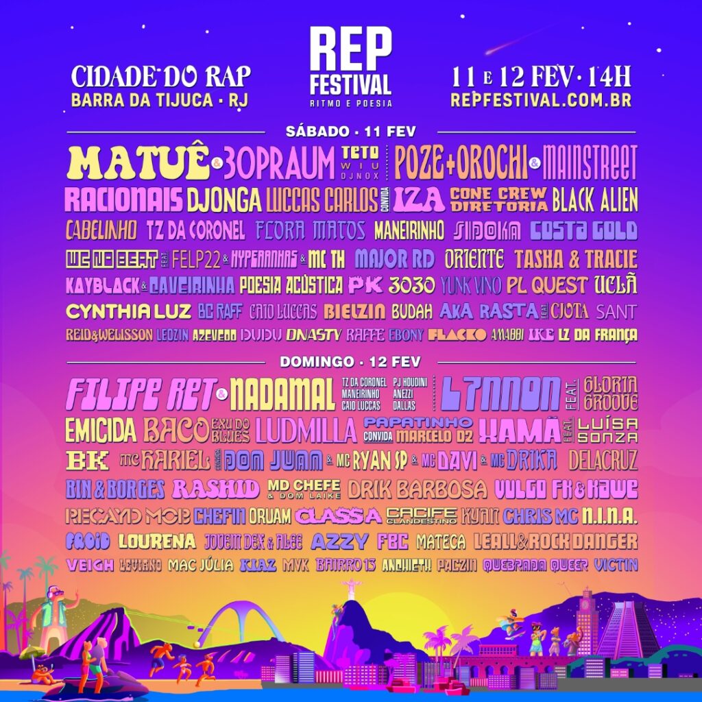Imagem do REP Festival com o line-up completo
