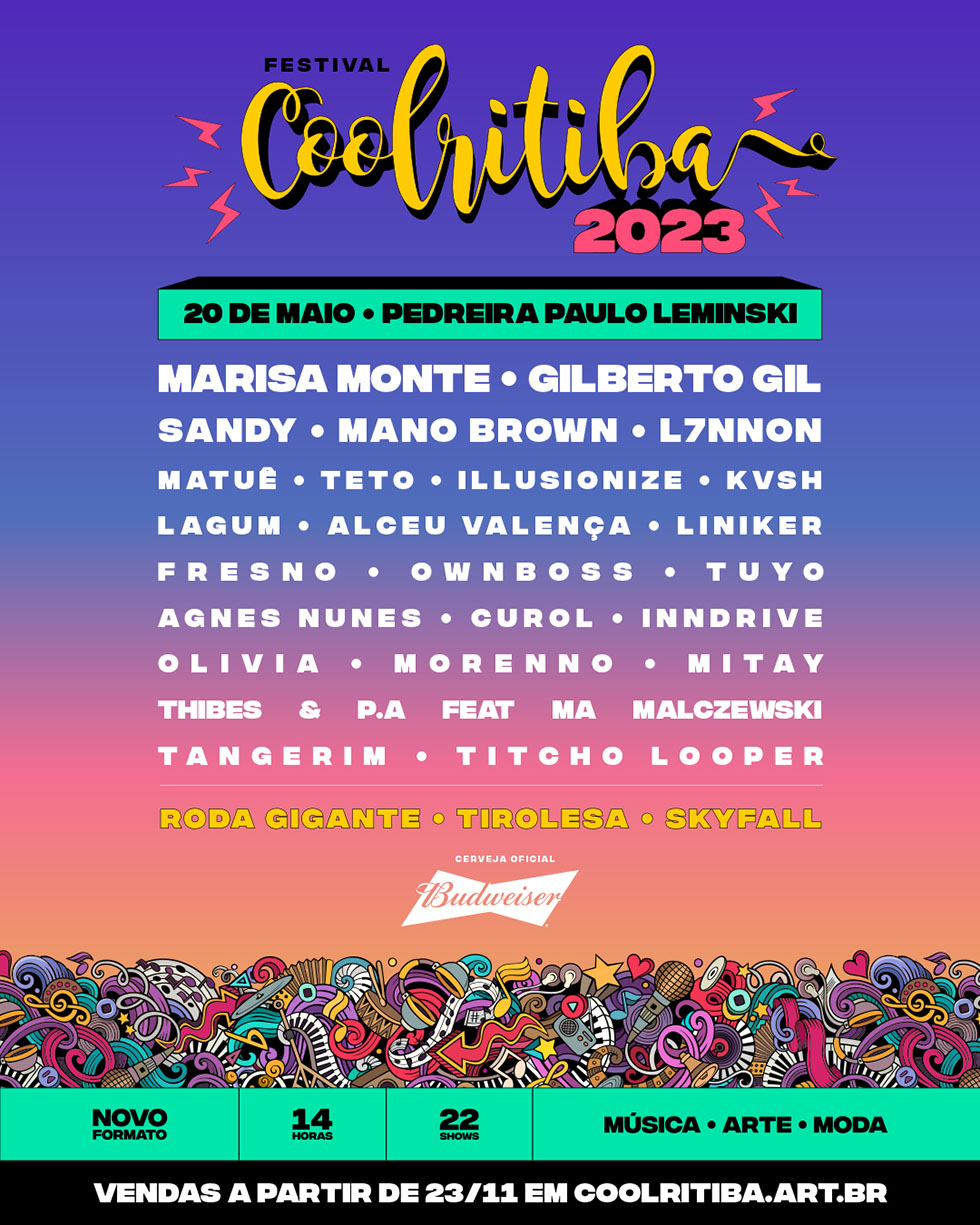 Ilustração do lineup do Festival Coolritiba 2023