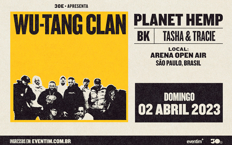 Ilustração do cartaz de show do Wu-Tang Clan no Brasil em 2023