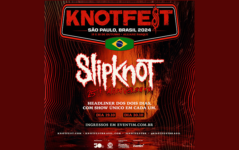 Ilustração colorida de KNOTFEST - Slipknot no Allianz Parque - Divulgação