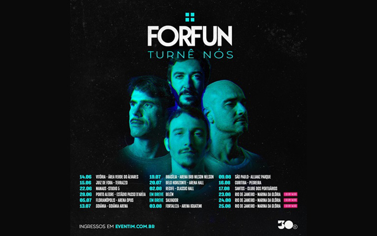 Ilustração colorida da banda ForFun para a turnê NÓS - por Divulgação Trovoa Comunicação