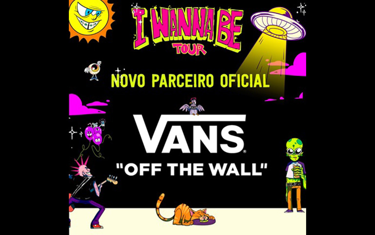 Ilustração colorida do festival I Wanna Be Tour - Patrocínio Vans