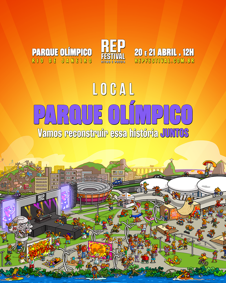 Ilustração de divulgação do REP Festival 2024 no Parque Olímpico do Rio de Janeiro - RJ