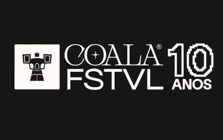 Imagem em preto e branco do logo do Coala Festival 2024 - 10 anos - Divulgação