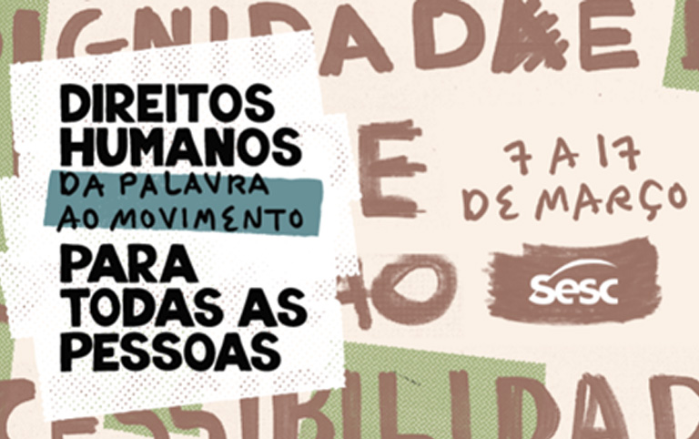 Ilustração colorida de divulgação do evento do Sesc São Paulo - 10 dias sobre Direitos Humanos