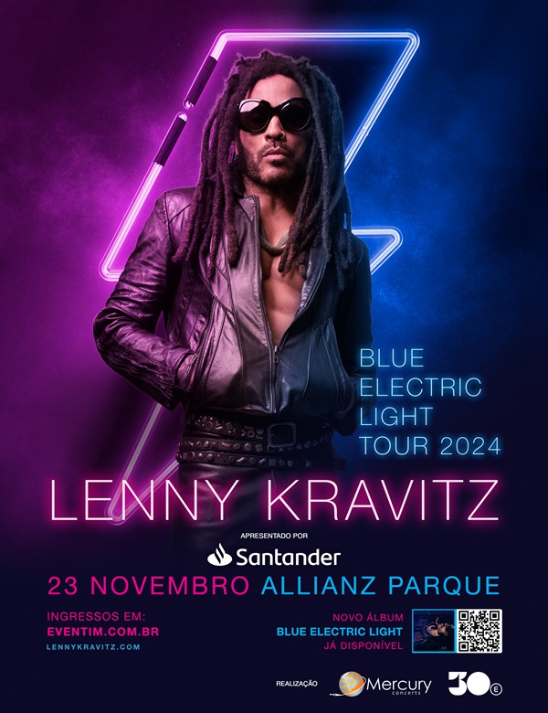 arte colorida de Lenny Kravitz no Brasil - Blue Electric Light Tour 2024 - Divulgação 30e