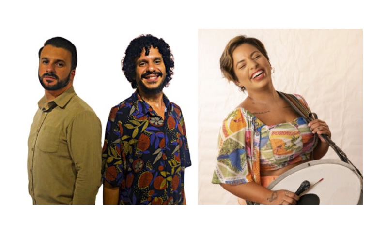 Fotografia colorida de banda caiana por Thamires Mulatinho e da cantora Thais Nogueira por Mirella Yohana - show no Sesc Belenzinho