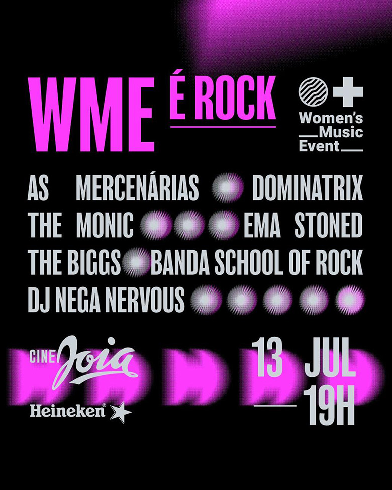 Arte colorida de WME é Rock 2024 - Divulgação Womens Music Event 