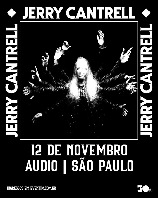 Arte em preto e branco de Jerry Cantrell, do Alice in Chains, para show na Audio em SP