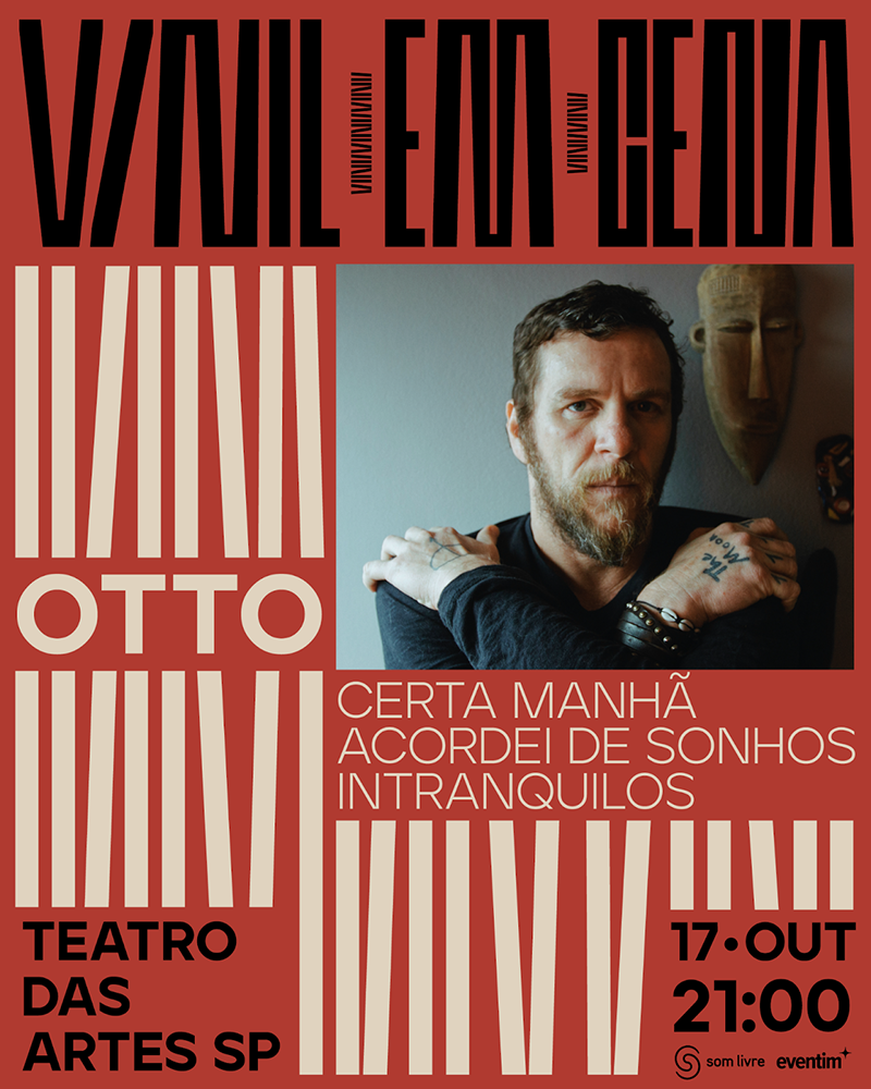 Arte colorida com foto do cantor Otto para divulgação do Vinil em Cena no Teatro das Artes - Divulgação