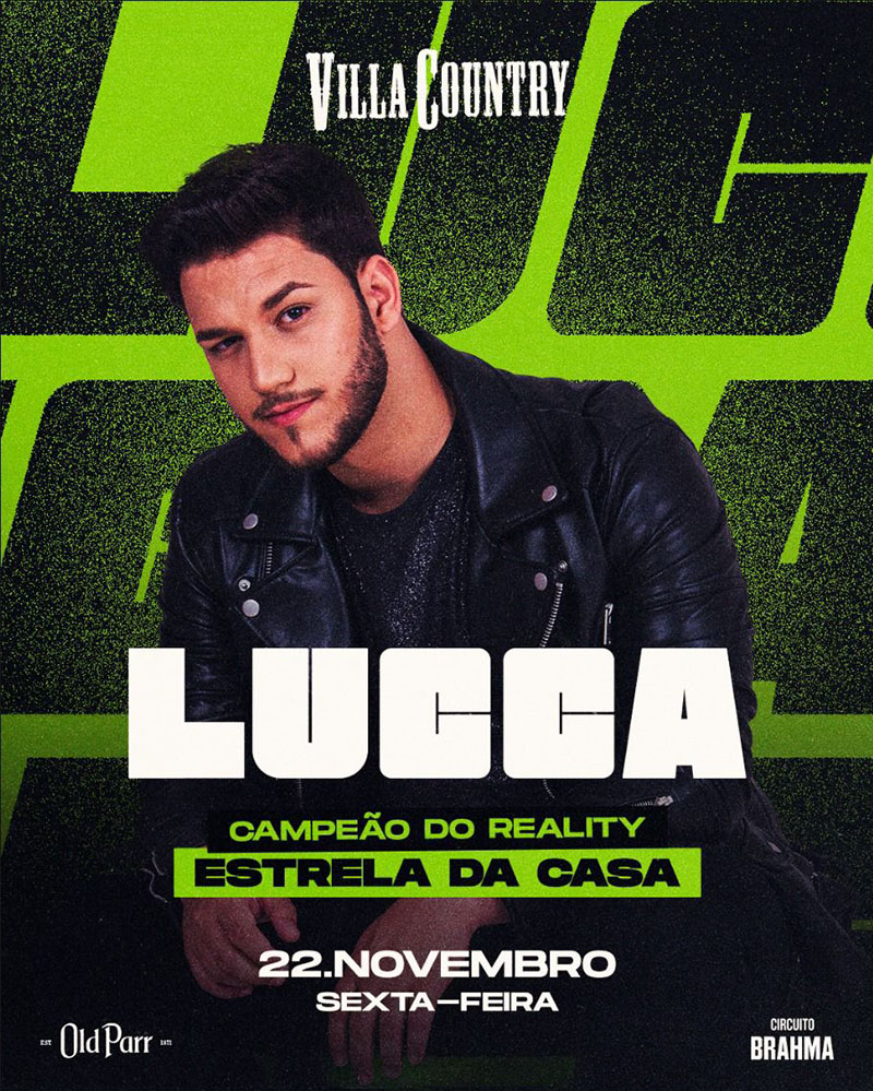 Arte colorida com foto de Lucca para divulgação de seu show no Villa Country